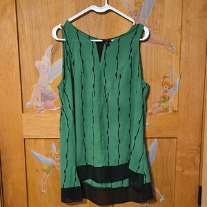 Worthington Emerald Green Blouse with Black Accents